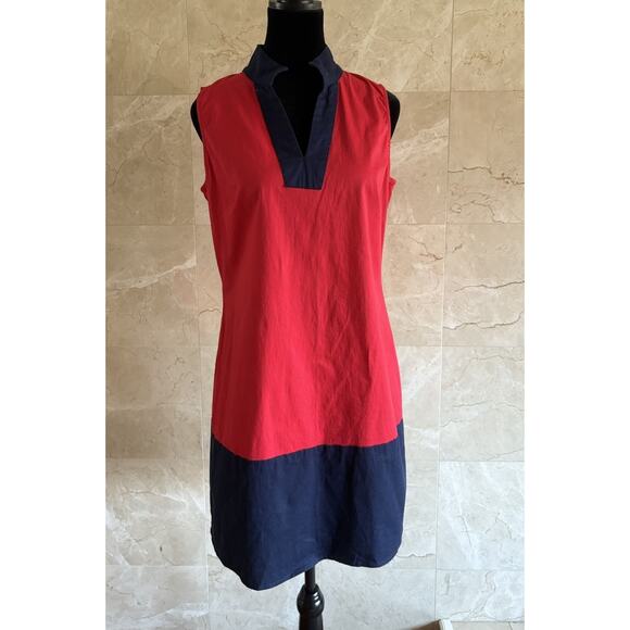 STS Sail to Sable Poplin Tunic Dress - M - Red Navy Preppy Holiday Resortwear - Picture 5 of 10